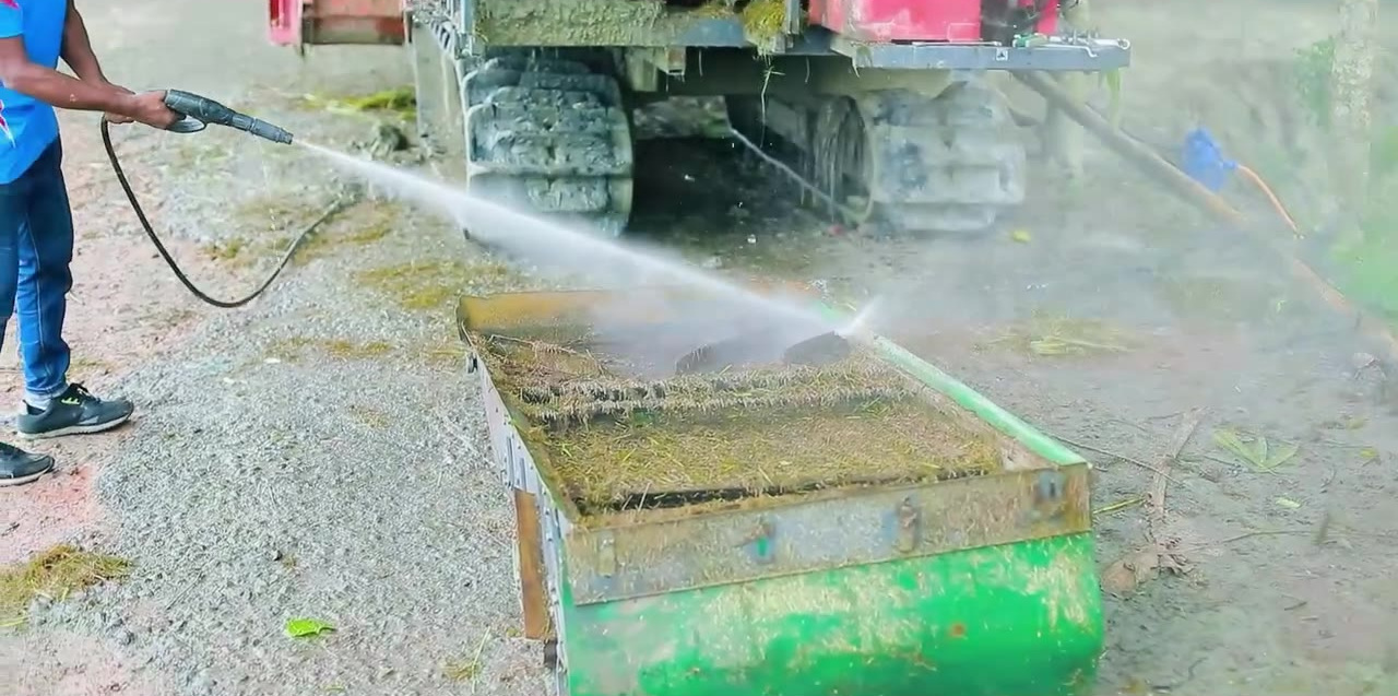 Regular cleaning helps remove mud and crop residue after harvesting operations.